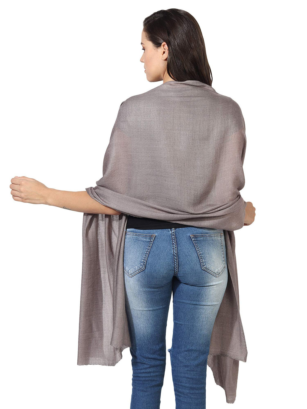 MUFFLY Fine Blended Ultra Soft & Warm Wool Silk Unisex Pashmina Shawl, Stole & Wrap with Hanger (Grey)