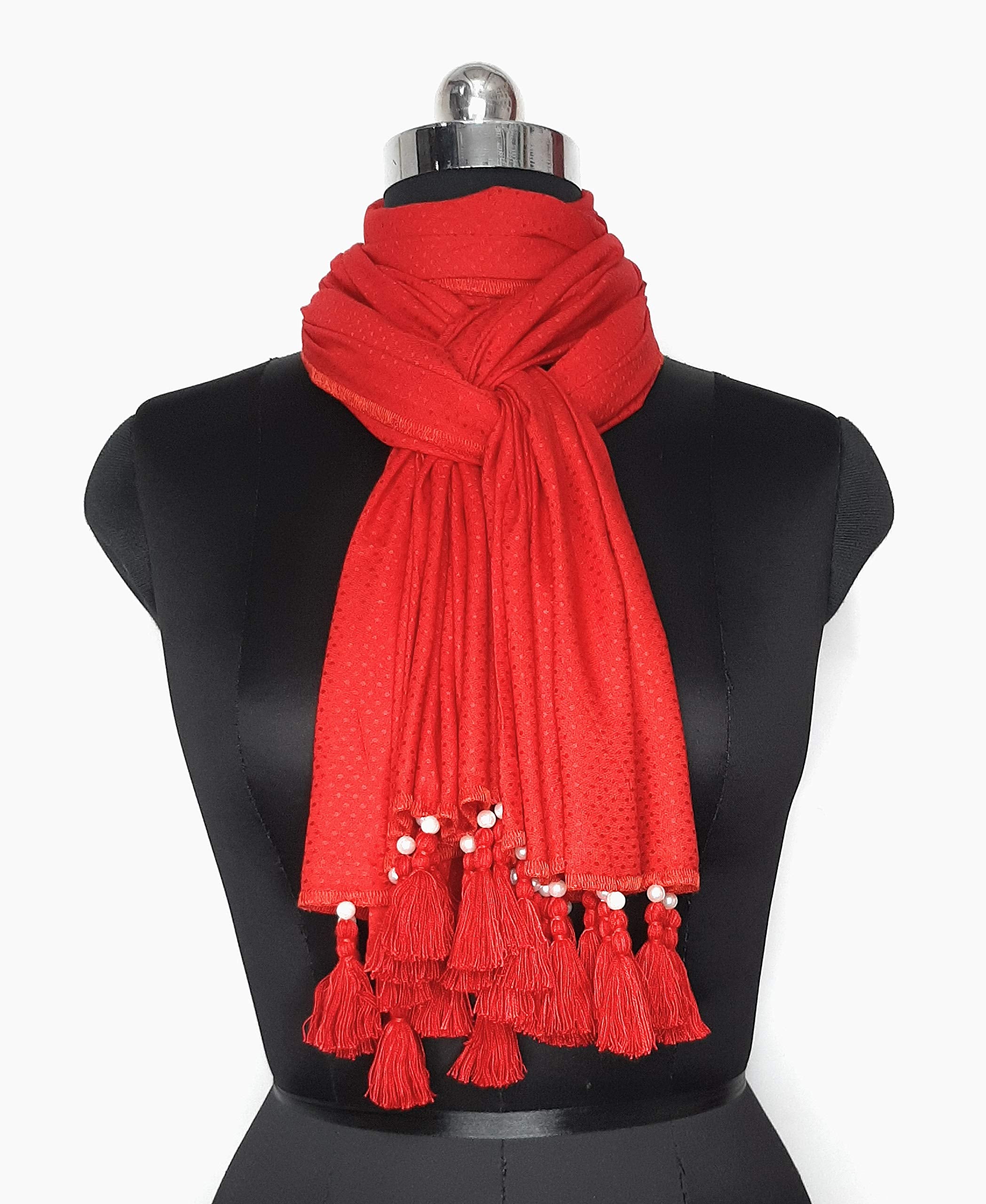 Chandwasia Scarf Stole & Shawl | For Daily Use, Office, Travel, Casual, Outdoor, Layering | Viscose Fabric, Printed Design, Soft Texture, Lightweight - Red