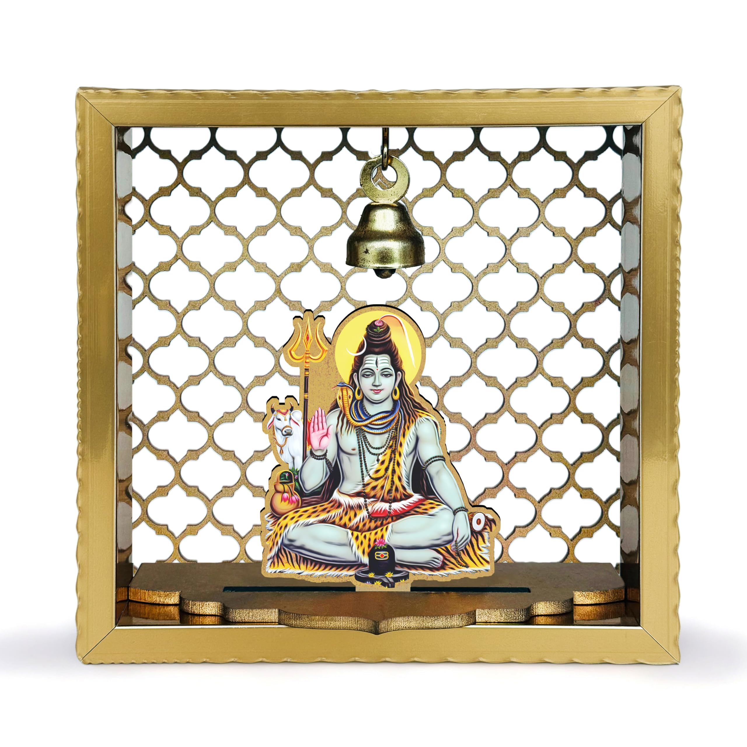 Art Street Shiv Ji Small Pooja Mandir for Office & Home Wall Hanging Temple, Diwali Decoration, Gifts, Dcor for Friends & Family (7x7 Inch)