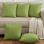 Yellow Weaves Cotton Canvas Decorative Cushion Covers, (24 X 24 Inches), Set of 5, Olive Green