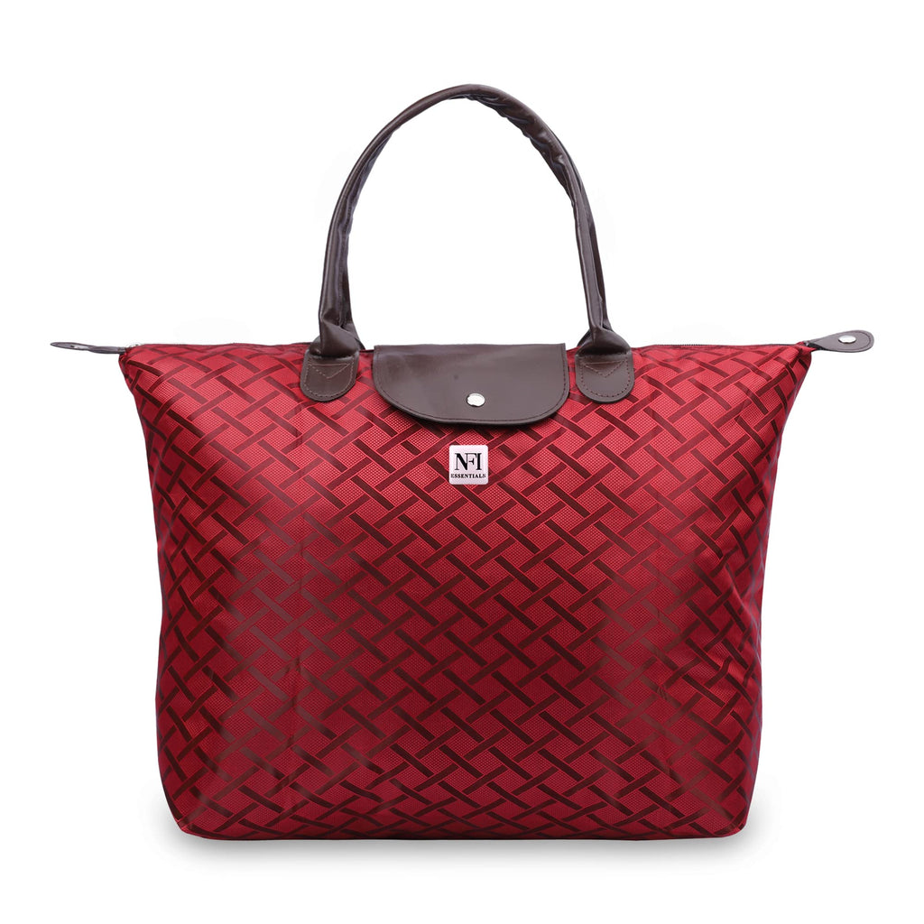 NFI essentials Shopping Tote Bag Foldable Handbag Travel Bag for Women & Girls Shoulder Waterproof Carry Bag for Grocery & Daily Use