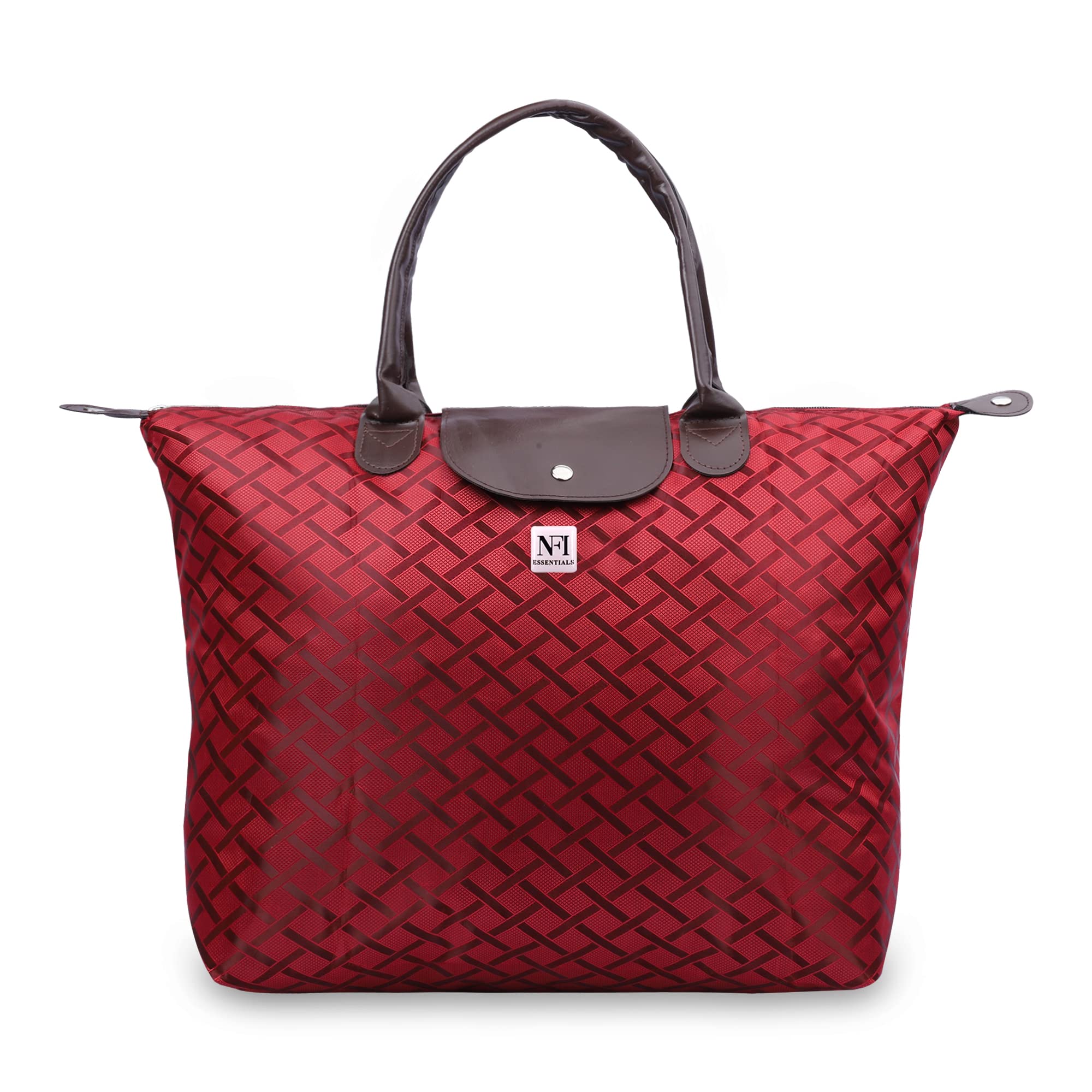 NFI essentials Shopping Tote Bag Foldable Handbag Travel Bag for Women & Girls Shoulder Waterproof Carry Bag for Grocery & Daily Use