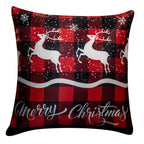 Vendola Decorative Merry Christmas Satin Cushion Cover 16 inch x 16 inch Set of 5, Cusion Cover for Sofa 16 16, Christmas Home Decor, White and Red Colour, Deer, Reindeer, Deer Print (16X16 Inches)