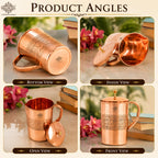 Indian Art Villa Embossed Design Copper Jug Pitcher, Serveware & Drinkware, Beneficial for Health, 1500 ML