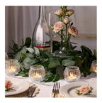 SPHINX Glass Votive Candle Holder for Home Decorations, for Weddings, Dinner Parties, Candle Light Dinners, Gift - (Clear, Ribbed Round, 4 Pieces)