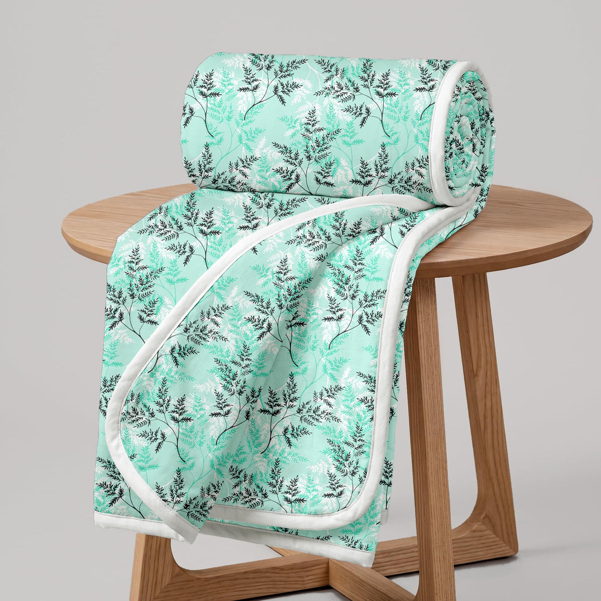 Divine Casa Floret 100% Cotton Single Dohar | 120 GSM | Soft & Lightweight Throw Blanket | Cozy & Breathable Bedding | All-Season Comfort | 210 x 140 CM, Beach Glass Kafalo