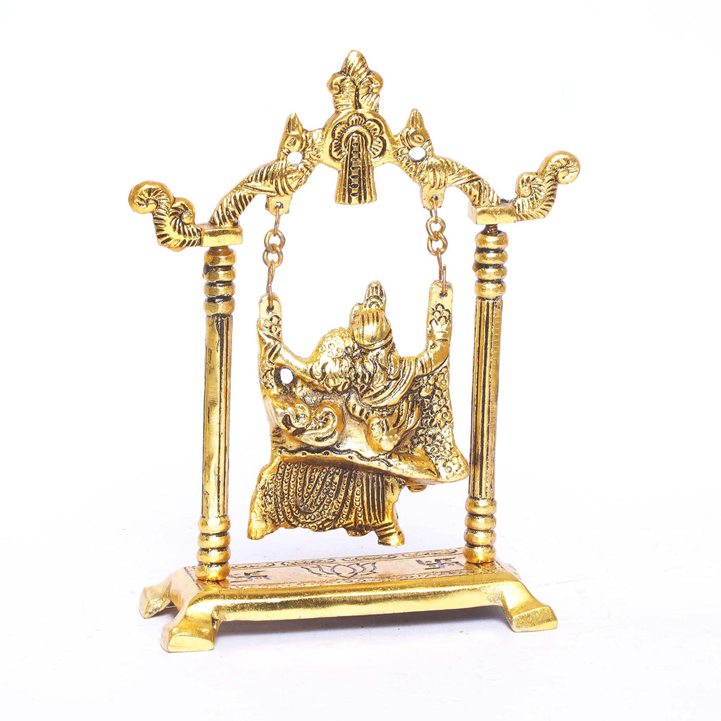 KridayKraft Radha Krishna on Swing jhula Metal Statue Gold Plated Decor Your Home,Office & Radha Krishna Murti,Showpiece Figurines,Religious Article...