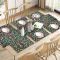 PRAKARTIK BY INDUARTS Dining Table Mats Set of 6 with 135 cm Runner - Cherry Christmas Leaves Theme,Digital Print, Washable, Indoor/Outdoor, Heat-Proof, Wipe & Clean (47X33 cm) Red & Green Kafalo