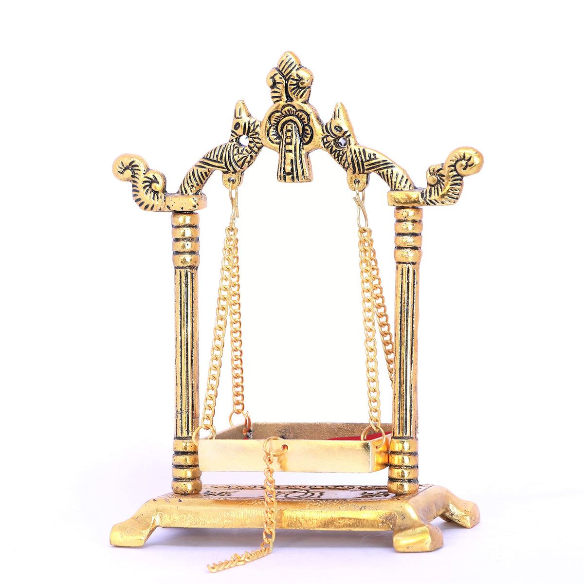 KridayKraft Laddu Gopal Jhulla Palana Metal Gold Plated for Your kanha Metal Krishna jhulla palna Religious Gift Article.
