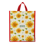 DOUBLE R BAGS Unisex Big Eco Cotton Canvas Shopping Bag for Grocery, Milk, Fruits & Vegetables | Reusable Tote with Reinforced Handles | Sunflower Print, 34x9.5x39.5 cm, 1 Compartment (Pack of 1)