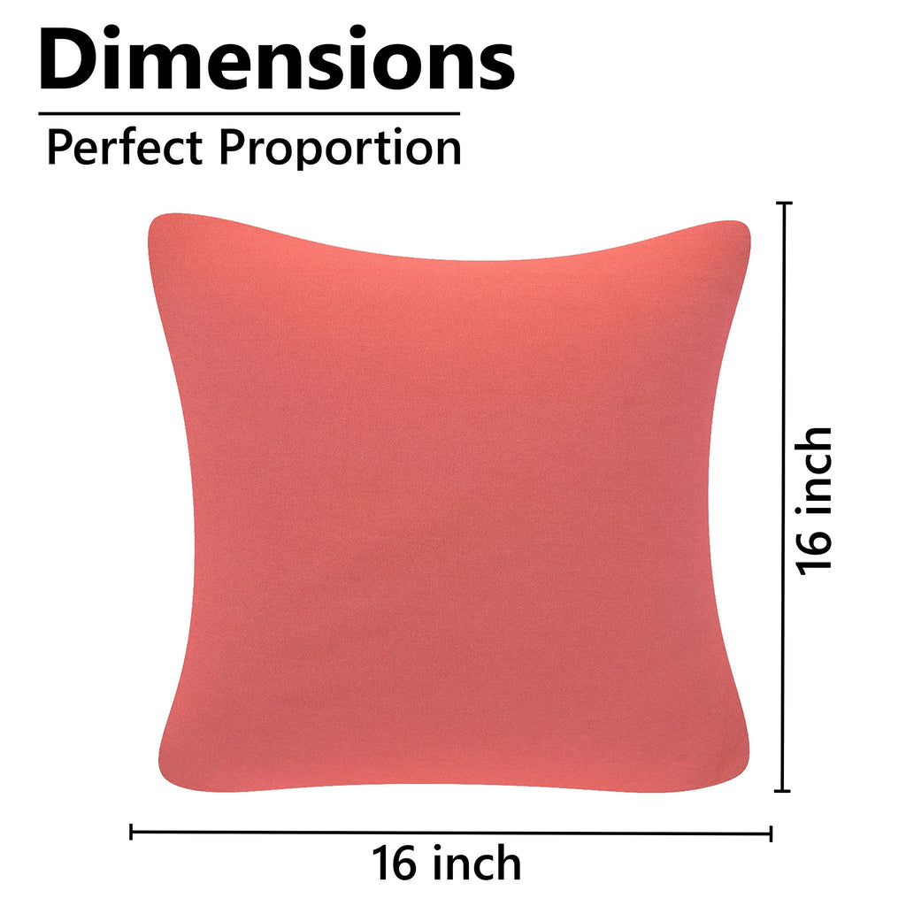 Yellow Weaves Cotton Canvas Decorative Cushion Covers, (16 X 16 Inches), Set of 5, Peach,250TC