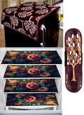 REVEXO Kitchen Combo Fridge Top Cover, 2 Piece Fridge Handle Cover, 4 Pcs Fridge Mats, (Set of 6 Piece) rev-04 Kafalo