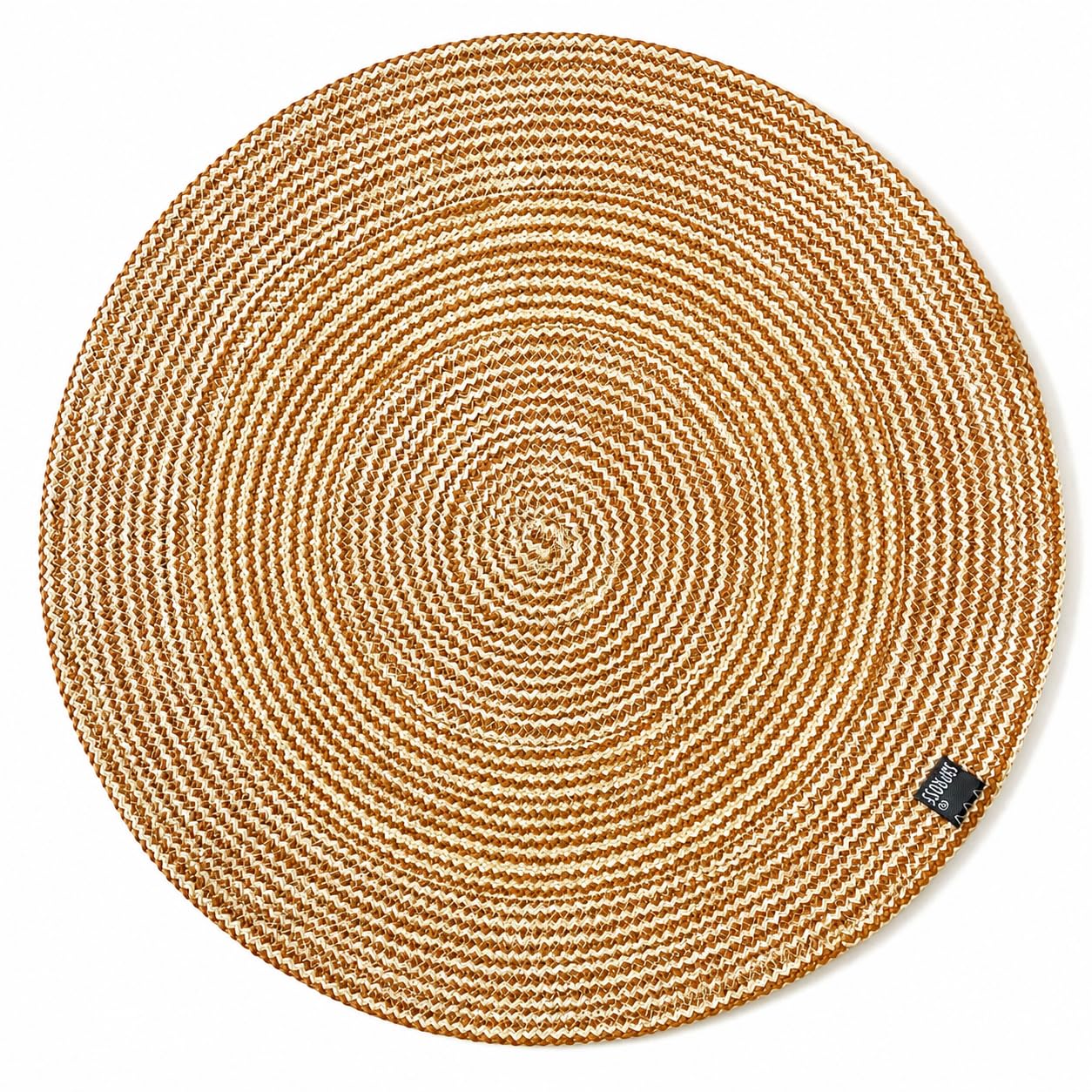 SAPROSE® Polypropylene Multipurpose Braided Round Table Mat (1 PC Pack, 40 cm), Dinning Place mats, Side Table Mat, Doilies, Machine Washable Large Mat for Dining Table (15.5 Dia., Beige-Jute) Kafalo