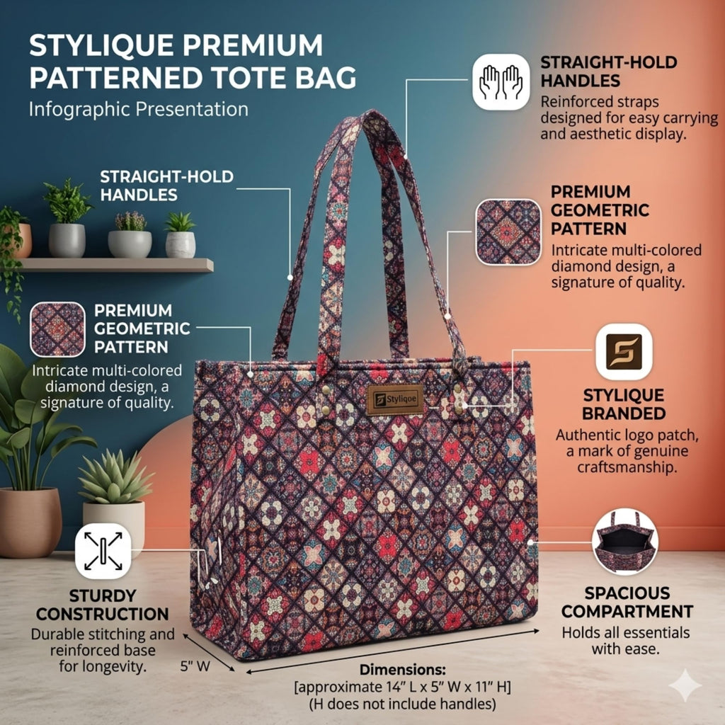 Stylique Jute Cotton Premium Tote Handbag for Women | Spacious Office Laptop Shoulder Bag | Ecofriendly Canvas Shopping Purse for College, Travel, Market & Daily Carry