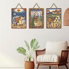 Artvibes Nature Theme Wall Art Decorative Wall Art MDF Wooden Wall Hanger for Living Room | Festive Decor Art | Wall Sculpture | Scenery | Aesthetic Wooden Decor | Ideal Gifts (WH_96132N), Set of 3