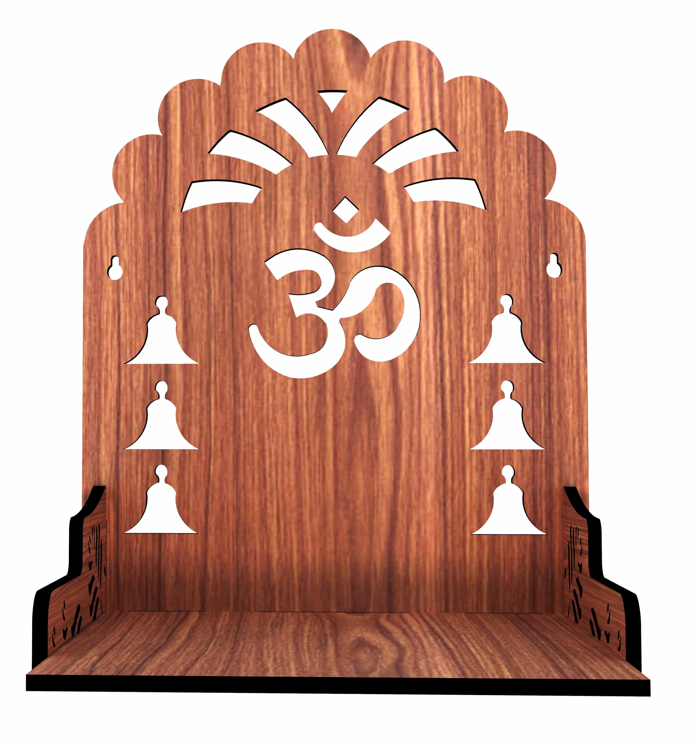 HOMEWEY DECOR Wooden Home Temple Handcrafted Support Heavy Idols Luxurious Finish Pooja Mandir for Home and Office Wall Mount for Pooja Room (TEMPLE02NENA -03DM-2)
