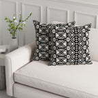 HUESLAND Premium Cotton Cushion Cover 16 x 16 inch Set of 2 | Decorative Throw Pillow Covers for Sofa, Living Room & Bedroom | Geometric Black