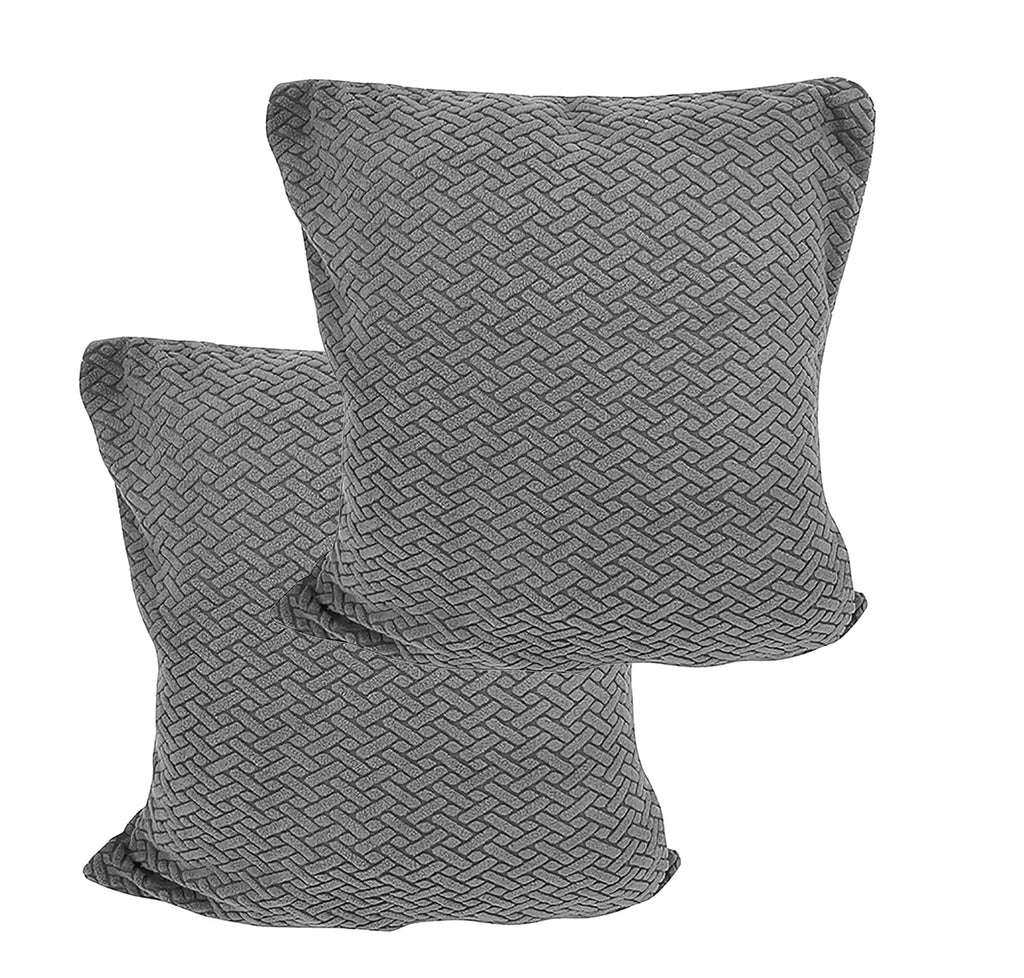 House of Quirk Polar Fleece Fabric Cushion Cover with Zipper Pack of 2 (Dark Grey, 45 x 45 cm)
