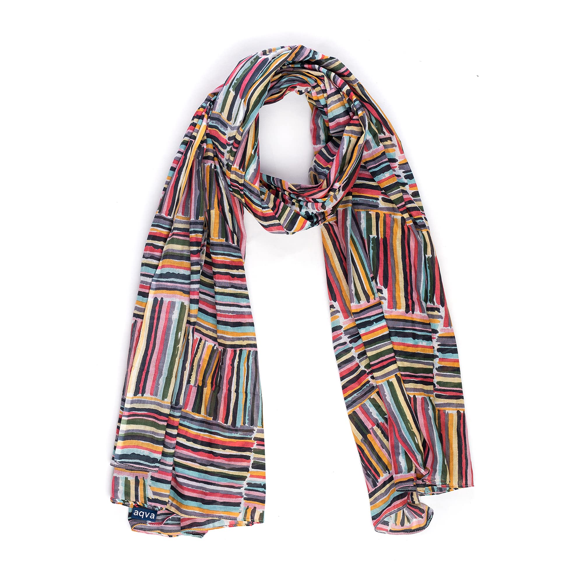 AQVA Printed Cotton Scarf for Women Stylish (Stokes) | Head and Face Cover Scarf for Girls with 100% Cotton | Soft & Lightweight Scarves/Stoles for all Weather (72 x 43 in)