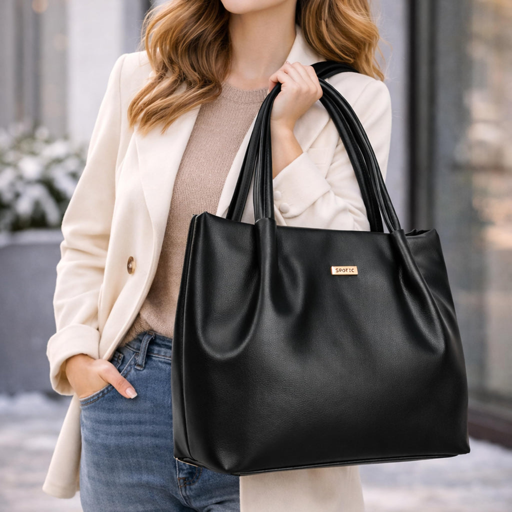 SPOTIC Synthetic Leather Premium Tote Handbag for Women – Elegant Large Shoulder Bag for Office, Work & Daily Use