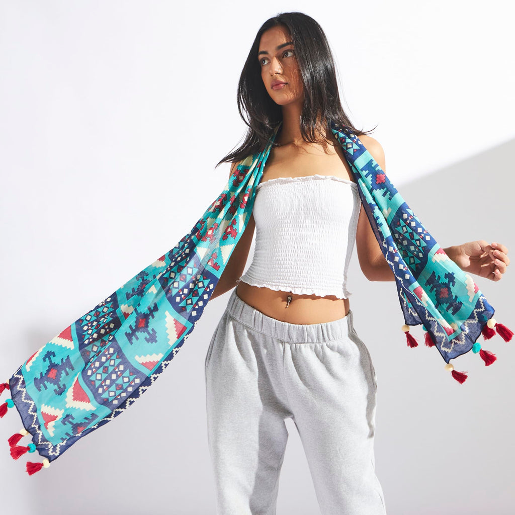 Chumbak Scarf for Women | Lightweight Neck Stole/Wrap and Head Cover for Girls | Sun Protection Scarf for Women | Stylish Ladies Fashion Accessory