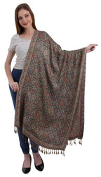 EH female Reversible Jamawar Multicolor Viscose Silk,Floral & Paisley Super Soft Pashmina Stoles/Scarf (Flower Teal Green)