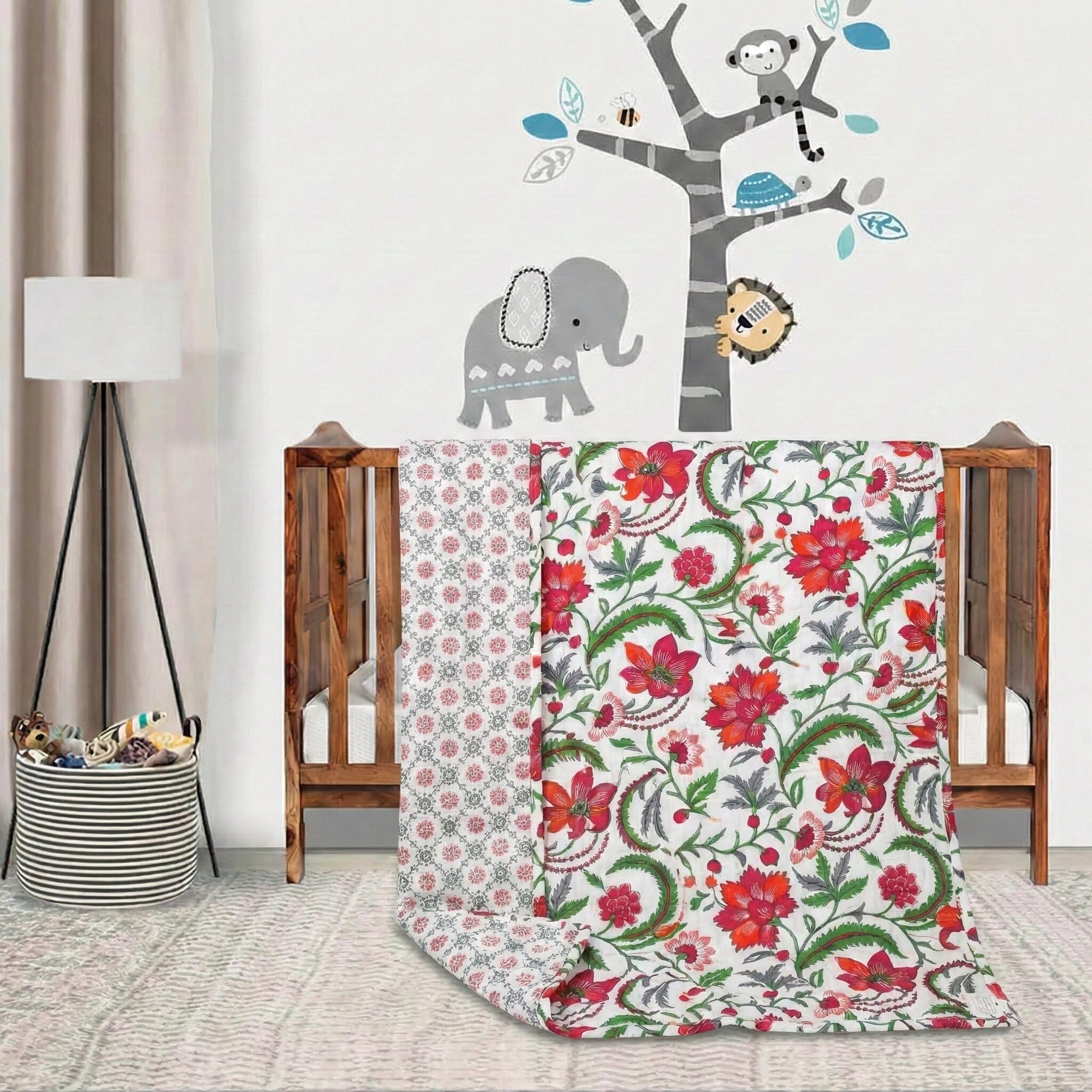 Trance Home Linen 100% Cotton | New Born Baby Blanket | Baby Dohar Swaddler Comforter | Warm Baby Essential (1 Year to 3 Year 100x140 Centimeters | Firdaus Red) Kafalo