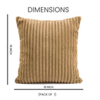 Yellow Weaves Pencil-Stripe Fur Cushion Covers | Soft Polyester | Decorative Sofa & Throw Pillow Covers | 16x16 Inches, Pack of 1 (Golden Brown)
