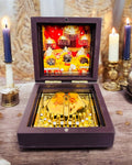 WARMINGO DE Vaishno MATA Pocket Temple Charna Paduka Pindi Swaroop Vaishno Devi | Gold Plated Box God Idol Bhagwan | Religious Gift for Mom & Dad | Diwali Gift Item for Parents (Vaishno MATA)
