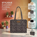 Stylique Jute Tote Bag for Women — Eco-Friendly Handmade Shoulder Bag with Zip, Large Capacity for Office, College & Everyday Use (Black)