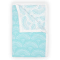 Divine Casa 120 GSM Microfiber Single Dohar | Soft & Lightweight Throw Blanket | Cozy & Breathable | All-Season Comfort | 210 x 140 CM | Art Deco Fan Pattern | Aqua & White Kafalo