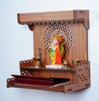 HOMEWEY DECOR Wooden Home Temple Handcrafted Support Heavy Idols Luxurious Finish Pooja Mandir for Home and Office Wall Mount for Pooja Room (TEMPLE068NENA -01DM-22)