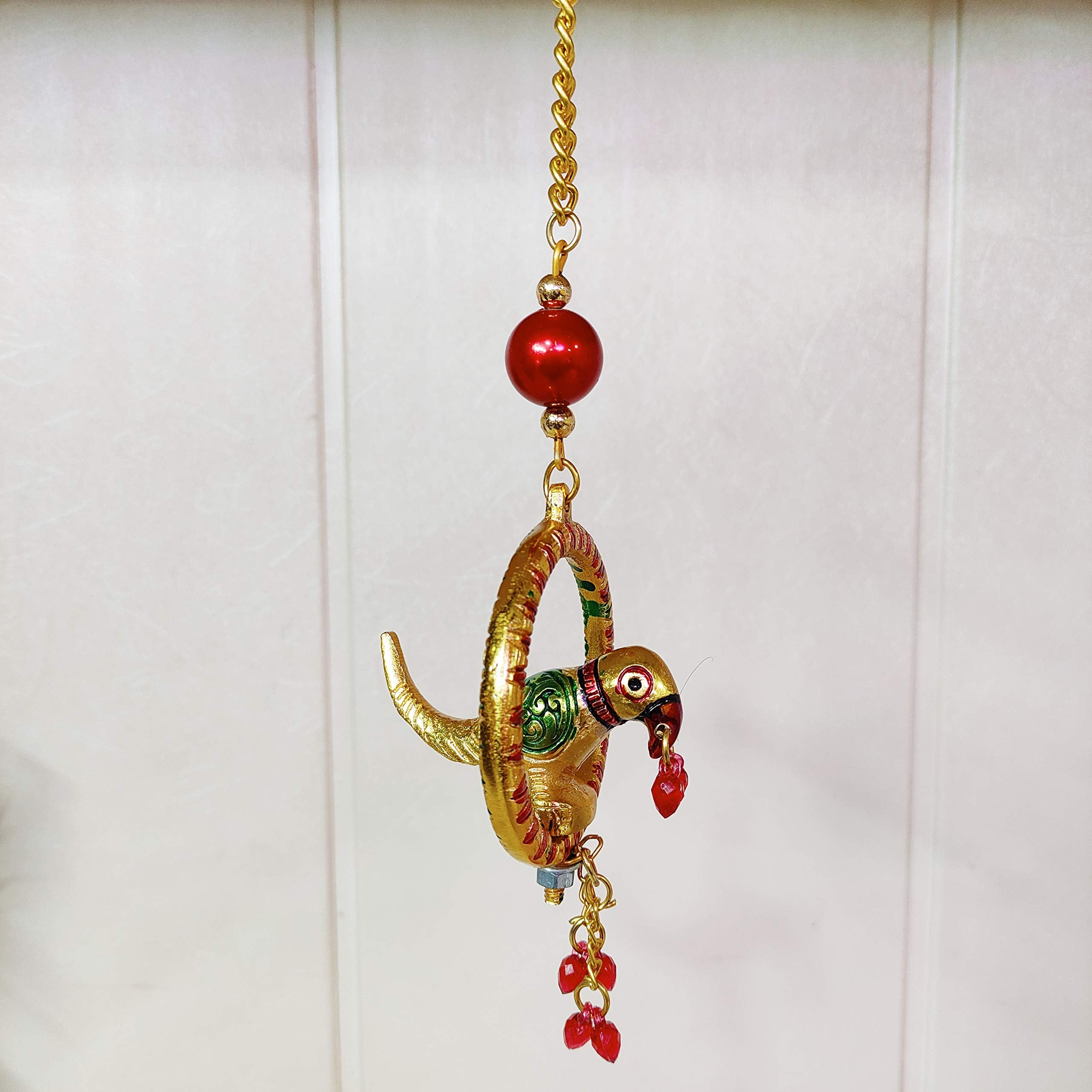 KridayKraft Metal Parrot Statue for Door Hanging, Garden Decor Looks Very Beautiful, Decor Your Home, Office/Hanging Colorful Parrot Showpiece (Set of 2Pcs)