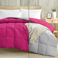Luxury 100 GSM Summer Comforter Single Bed All Season AC Comforter/Blanket/Duvet Soft & Breathable Lightweight (60 X 90 Inches) - Single Bed Comforter - Hot Pink/Silver Grey Color Kafalo
