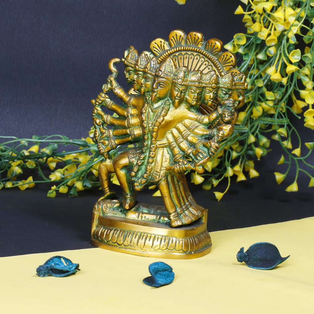 ARTVARKO Brass Kali Maa Murti | Maha Kali Ten Legs Mahakali Kalika Maa Statue Sculpture Idol Puja Murti Decor 4.5x6 Inches