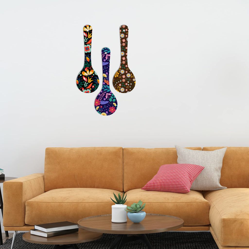 Artvibes Madhubani Art Wooden Wall Hanger For Home | Office | Living Room | Gift | Modern Decoration Items | Kitchen Wall Decor | Home Decor Hanging Items (Wh_5001N), Set Of 3