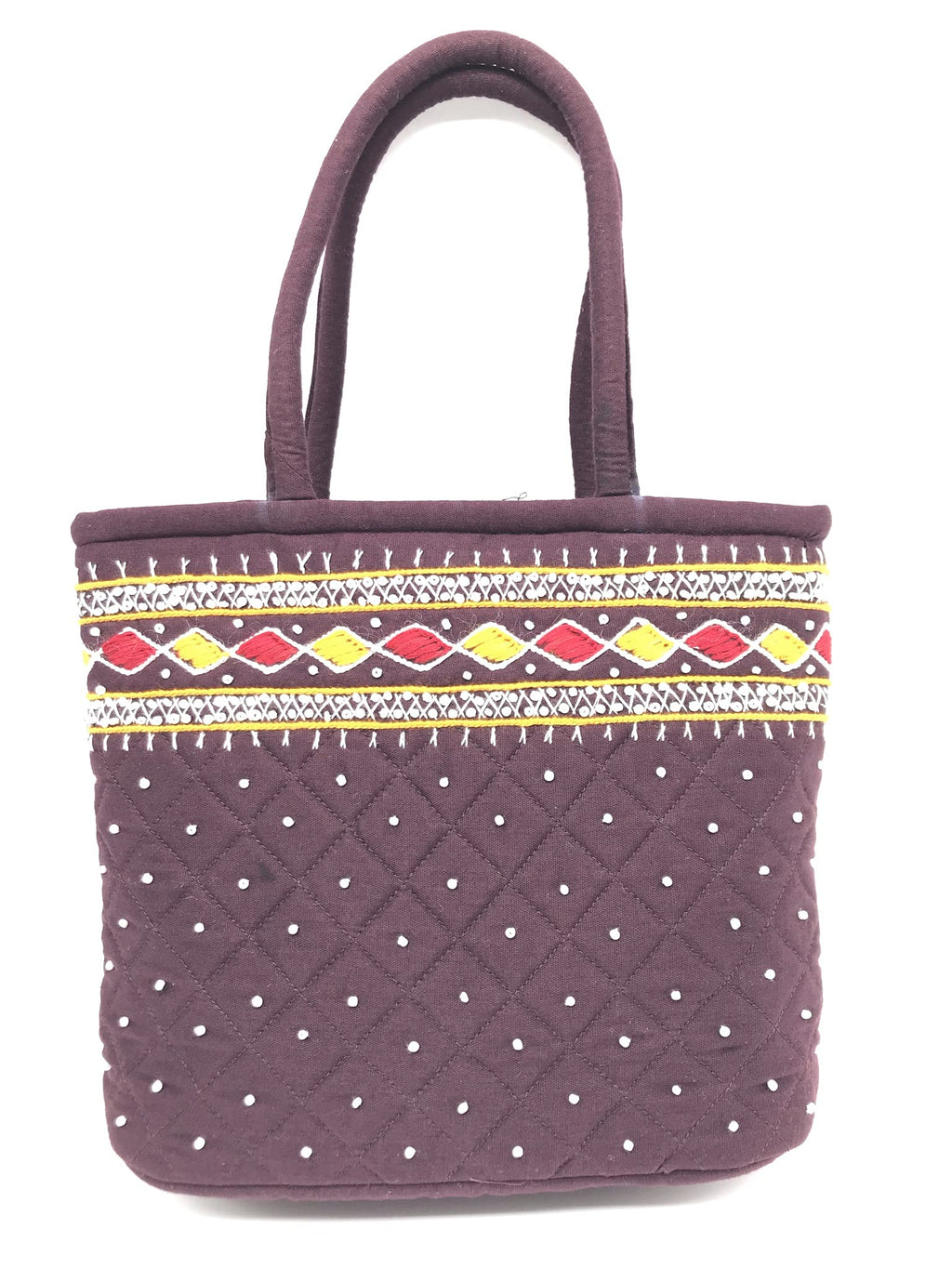 srishopify handicrafts SIZE MINI traditional hand bag for women stylish Design Small Handle Bags Cotton handmade 9x7x3 Inch(original Beads and Thread Work)