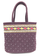srishopify handicrafts SIZE MINI traditional hand bag for women stylish Design Small Handle Bags Cotton handmade 9x7x3 Inch(original Beads and Thread Work)