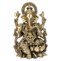 SVARUP Brass Ganesh Lord Ganesha Mangalkari Sitting on Lotus for Puja Decor Gift 12 Inch