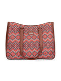 ZOUK Gwalior Weaves Getaway Handbag | Jute | Vegan Leather Handcrafted Tote Bag | Multicolor