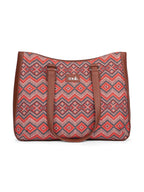 ZOUK Gwalior Weaves Getaway Handbag | Jute | Vegan Leather Handcrafted Tote Bag | Multicolor