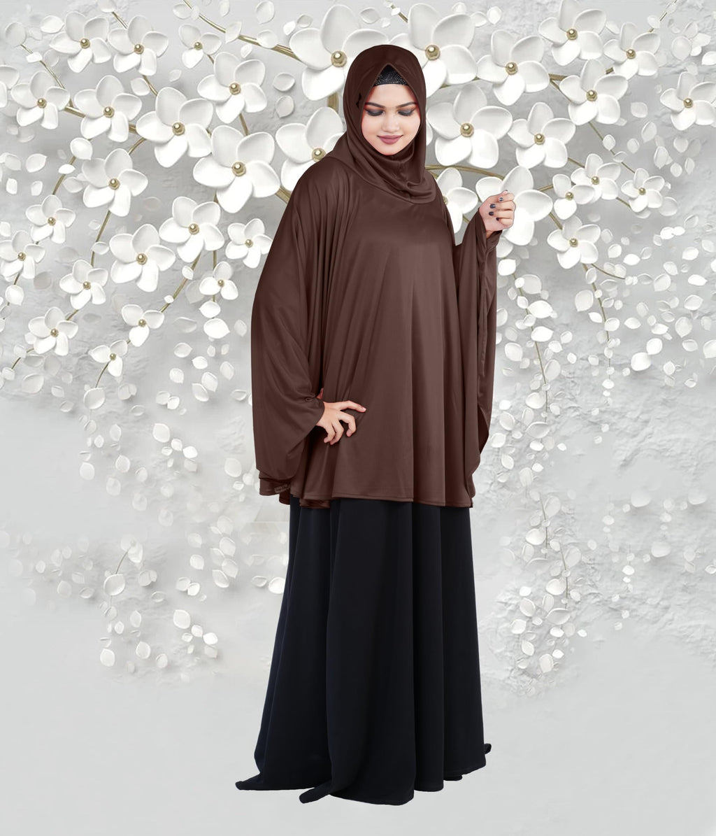 Mehar Hijab's Women's Stylish Hijab Solid Polycotton Feel Good Fabric HANANA Sleeve Hijab Free Size (Cocco)