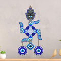 Artvibes Artistic Swastik Wall Hanging with Evil Eye Charms | Decorative Wooden Vastu Ornament for Home Entrance | Spiritual Decor for Prosperity | Harmony and Protection | Wall Art Gift (WH_85107N)