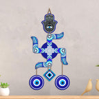 Artvibes Artistic Swastik Wall Hanging with Evil Eye Charms | Decorative Wooden Vastu Ornament for Home Entrance | Spiritual Decor for Prosperity | Harmony and Protection | Wall Art Gift (WH_85107N)