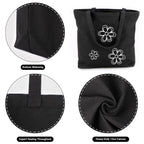 Segarty Black Canvas Tote Bag, 3 Packs 16x15 inch Canvas Bags with Zipper, 12Oz Heavy Duty Reusable Washable Grocery Shopping Bag with Handle, Blank Cotton Bags for Kids DIY Crafts Painting Bulk