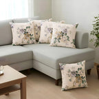 Clasiko Cotton Cushion Covers 12x12 – Set of 5 Decorative Cushion Covers, Lilac Fleur, Soft Cotton, Hidden Zip, Sofa & Bedroom Décor