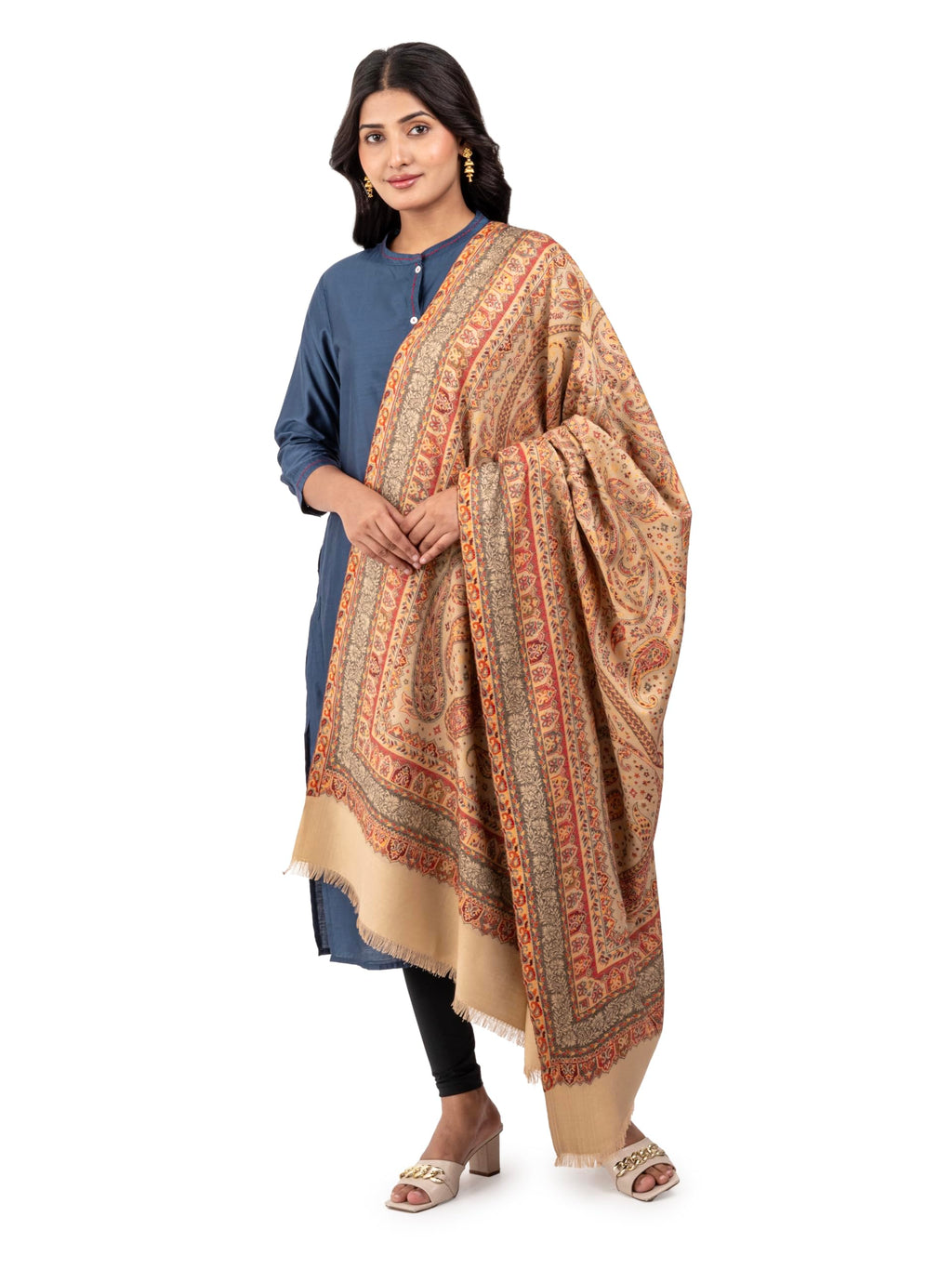 Naureen Women Premium Faux Pashmina Kani Shawl, Warm and Soft, 40x80 inches