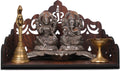 GOJEEVA KRAFT Engineered Wood Hand Crafted Carved Pattern Home Temple for Idols Temple for Home and Office I Ganesh Ji Engraved | Set Top Box Stand I Wooden Mandir (Pack of 1) (Medium)