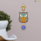 Artvibes Owl Shape Luck Prosperity MDF Wood Wall Hanger Ornaments For Vastu For Home Decoration | Livingroom | Spiritual Decor Item | Wall Illustrations | Ethnic Wall Decor | Wall Art Print (WH_8504N)