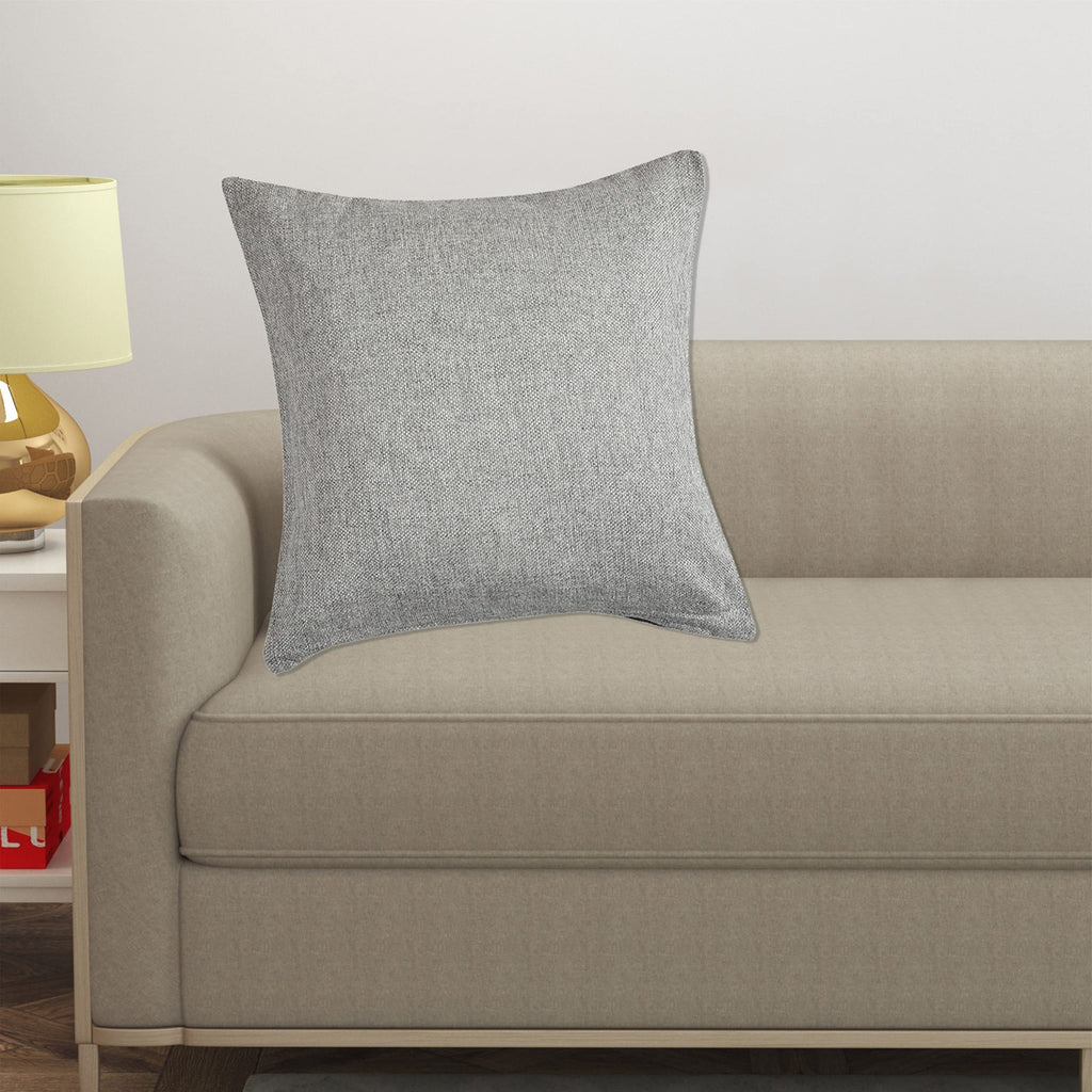 Yellow Weaves Jute Texture Cushion Covers, 16 X 16 Inches, Grey, 1 Piece-250 TC